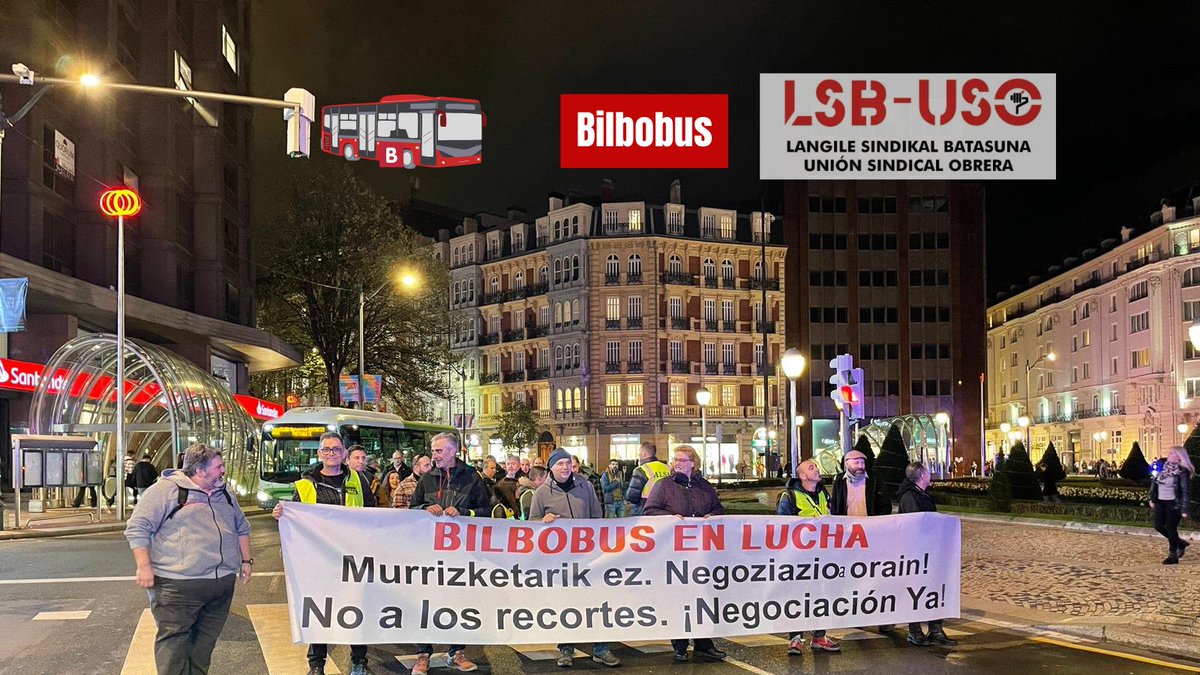 LSB_USOEuskadi's tweet photo. ✊Y el #miercoles 22 de noviembre, estuvimos en jornada 5️⃣ de #huelga en #Bilbobus 👉 transporte urbano en #Bilbao 📣 por nuestras condiciones laborales y salariales.
Y el #lunes #27noviembre 👉 más paros y manifestación
#sindicato LSB-#USOEnLucha
#SiempreEnLucha
#BetiBorrokan https://t.co/uINQldEuof