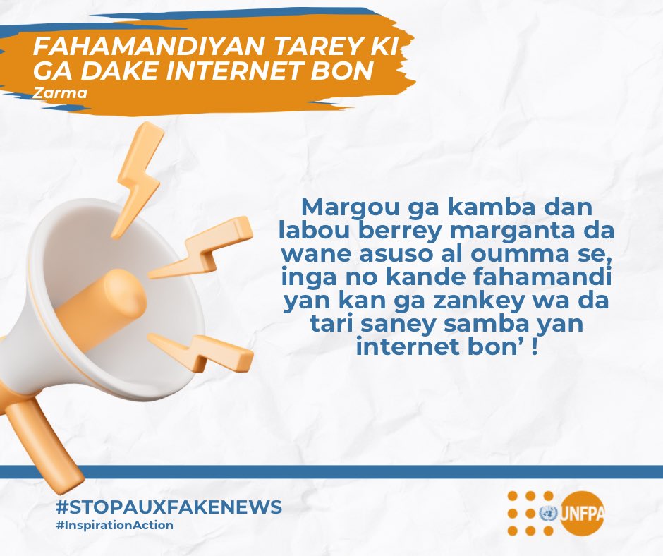MarieDjamila96's tweet photo. Tari Saney Samba Yan Internet Bon , A si Bori ..
#StopFakenews
#UNFPA
#InspirationAction https://t.co/30gvmhKYtu