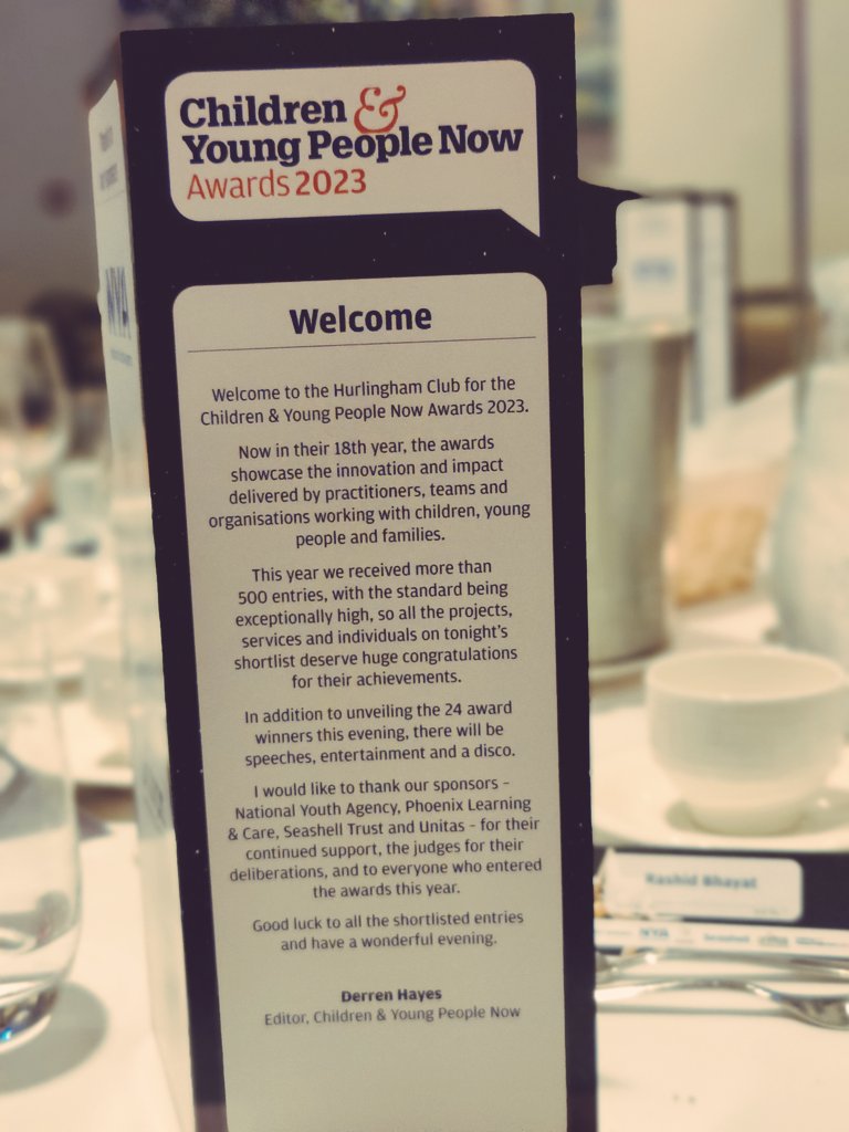 We are at the @cypnow Awards 2023 this evening, representing our work with newly arrived children and young people as well as our youth clubs. ⭐ Good luck to all of the incredible organisations from across the UK who do so much for their communities. #CYPnowAwards
