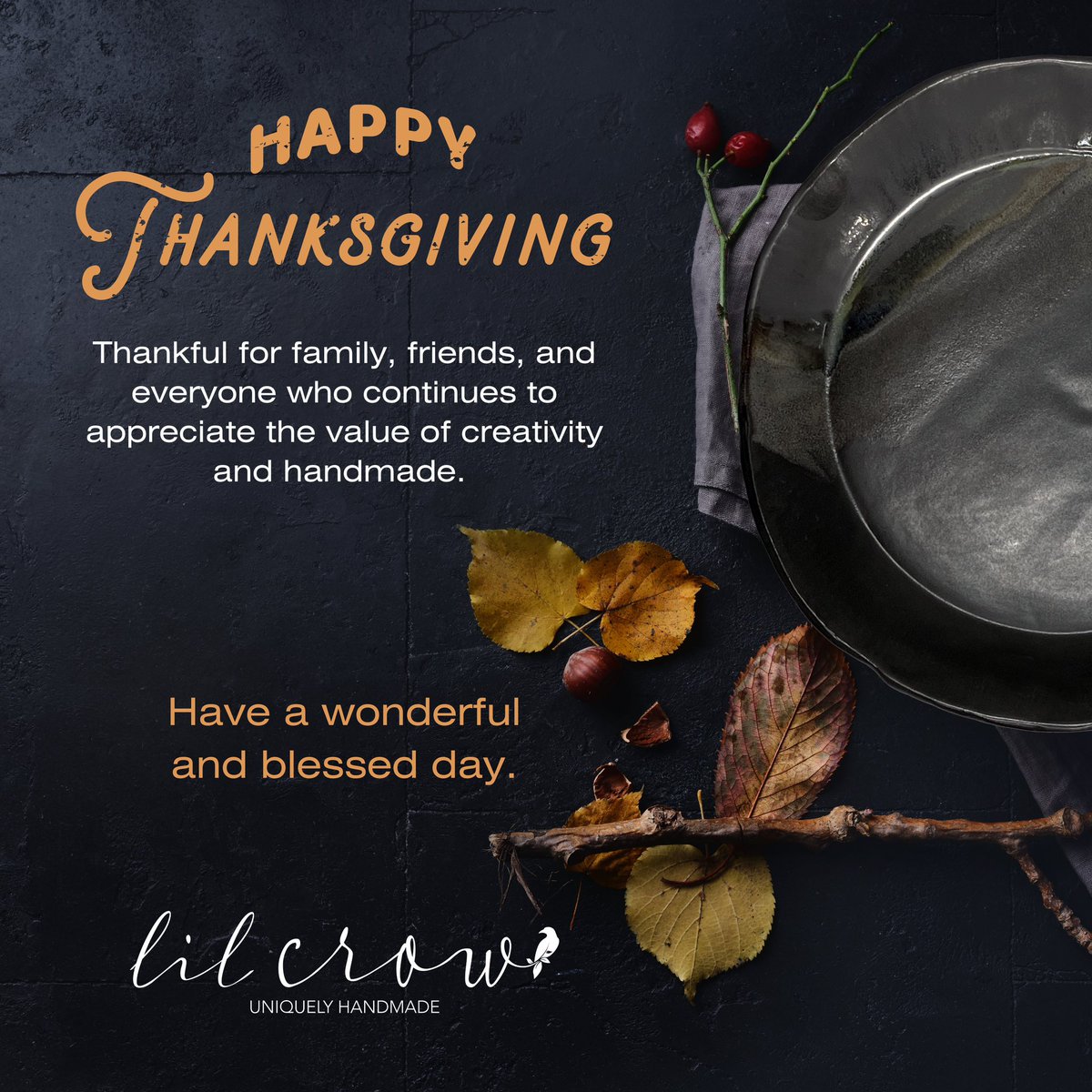 lilcrowhandmade's tweet photo. Happy Thanksgiving 🍽 🦃🍂🥃! May your holiday be filled with love, laughter, and blessings. https://t.co/CdGUm6iNzR
