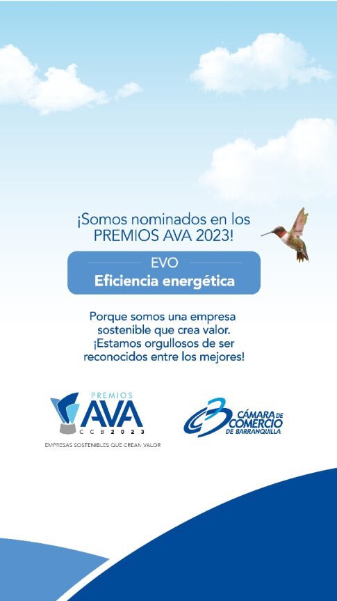 Es un honor para nosotros ser nominados a los #PremiosAVA en la categoría Innovación Sostenible, otorgado por la <a href="/Camarabaq/">Cámara Comercio BAQ</a>.  Esta nominación es un testimonio de nuestra visión de combinar tecnología e innovación con prácticas sostenibles. #InnovacionSostenible