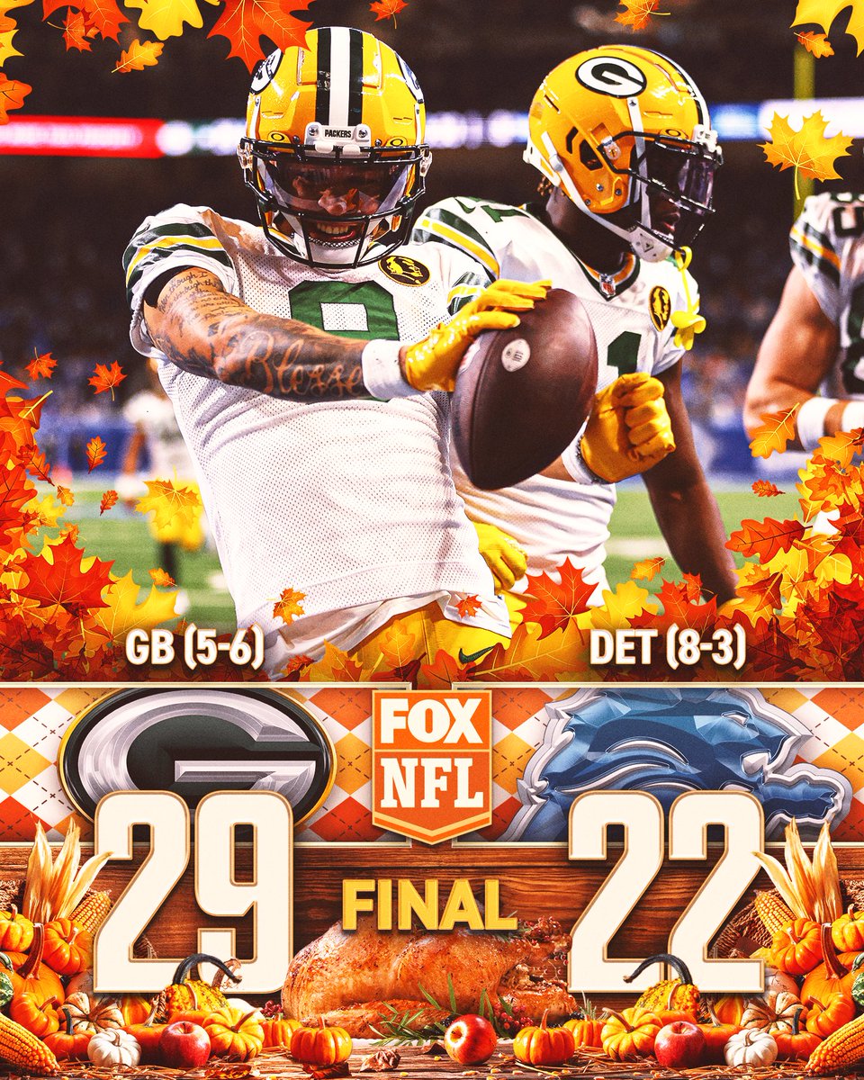 NFLonFOX's tweet photo. #GoPackGo 

The @packers get the Thanksgiving W! 🦃 https://t.co/slsYGCQY79