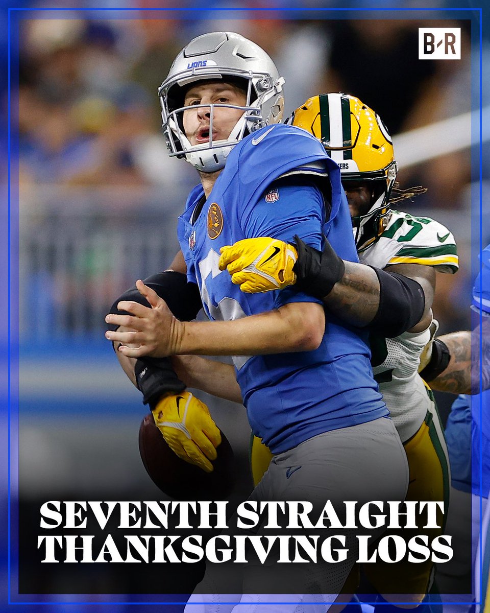 BleacherReport's tweet photo. The Lions haven't won on Thanksgiving since 2016 😳 https://t.co/ZhLj6kwNoE