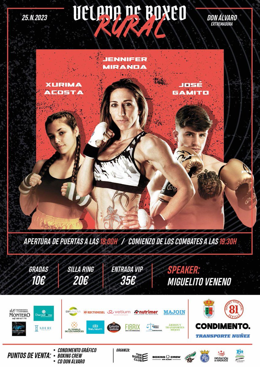 ExtremenaBoxeo's tweet photo. Para este finde semana, no olvides pasar por Don Álvaro a disfrutar del 🥊 Boxeo amateur y profesional https://t.co/HmJDJ6Ym00