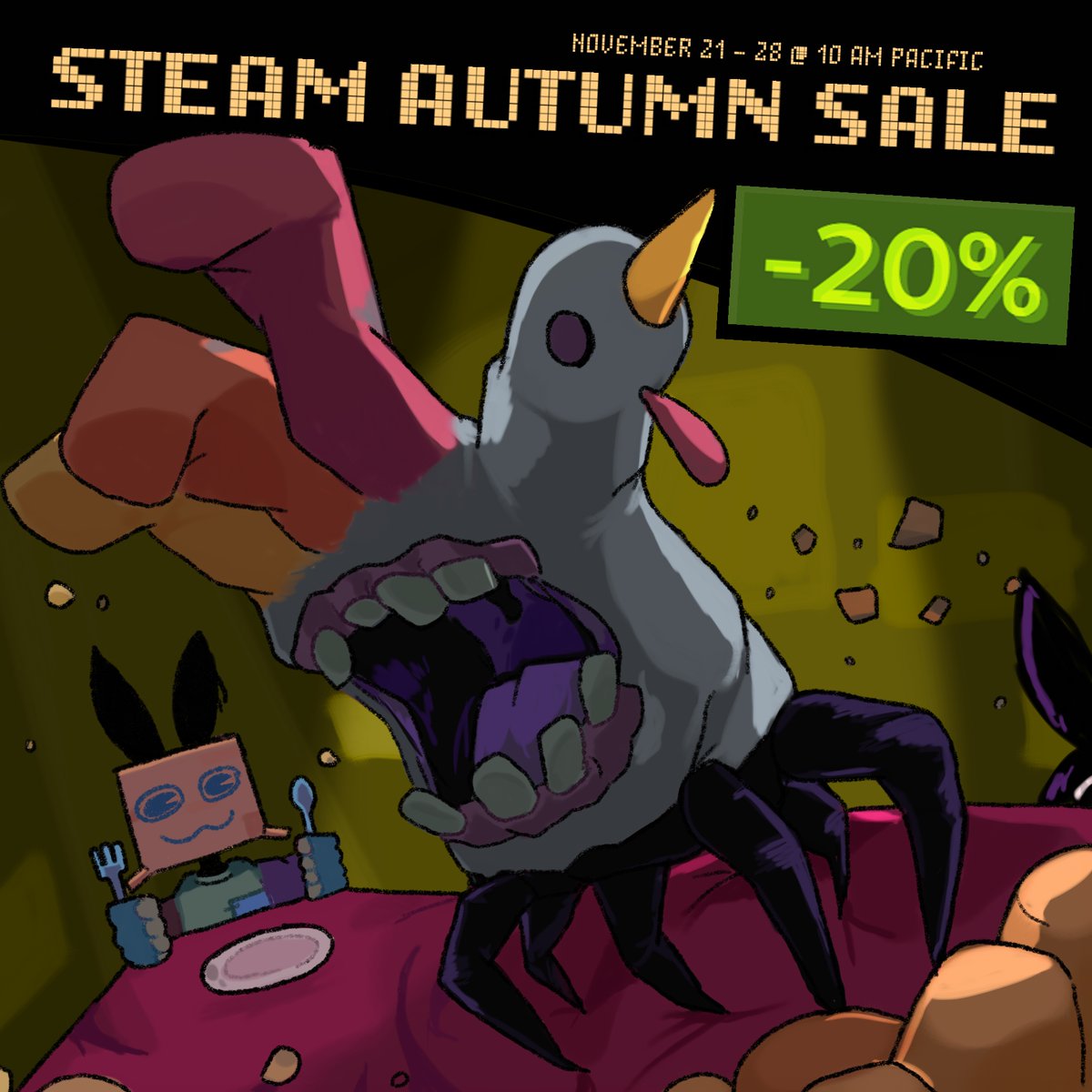 Happy Thanksgiving! 

As part of #SteamAutumnSale, The Bunny Graveyard is now 20% off! on Steam!