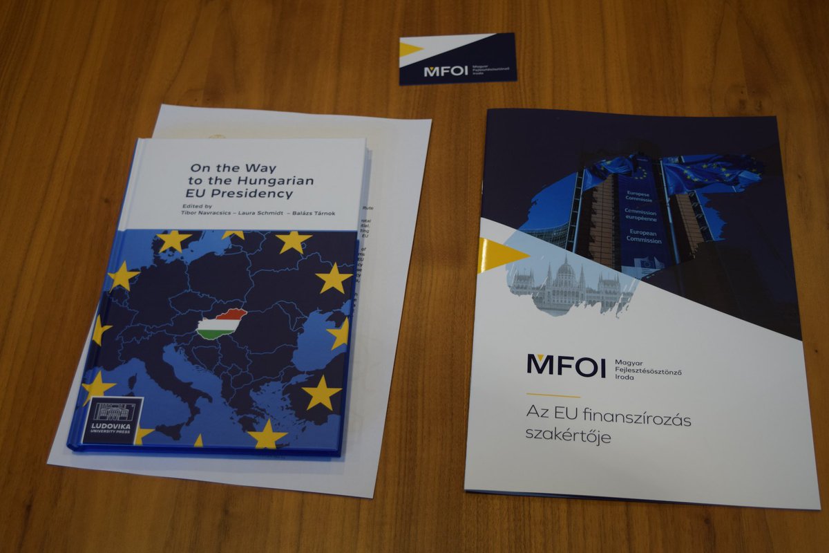 MFOIAdvisory's tweet photo. „On the Way to the Hungarian #EUPresidency” is the title of the new volume published by @EUSTRAT_uni_nke and @MFOIAdvisory📖 First presented last week at the Permanent Representation of 🇭🇺 to the 🇪🇺 via a #roundtable conversation about the present and future of #cohesionpolicy. https://t.co/G0L5y81rhw