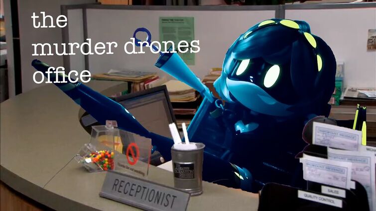 TtteAndF's tweet photo. Happy thanksgiving from the murder drones office. #MurderDrones #HappyThanksgiving #Thanksgiving #SDV #SerialDesignationV #MurderDronesOffice #UziDoorman #SerialDesignationN #SerialDesignationJ #Cyn #Doll #Lizzy #Thad #KhanDoorman #Christmas #Braiden #glitch #glitchproductions https://t.co/i4OlEU69AX