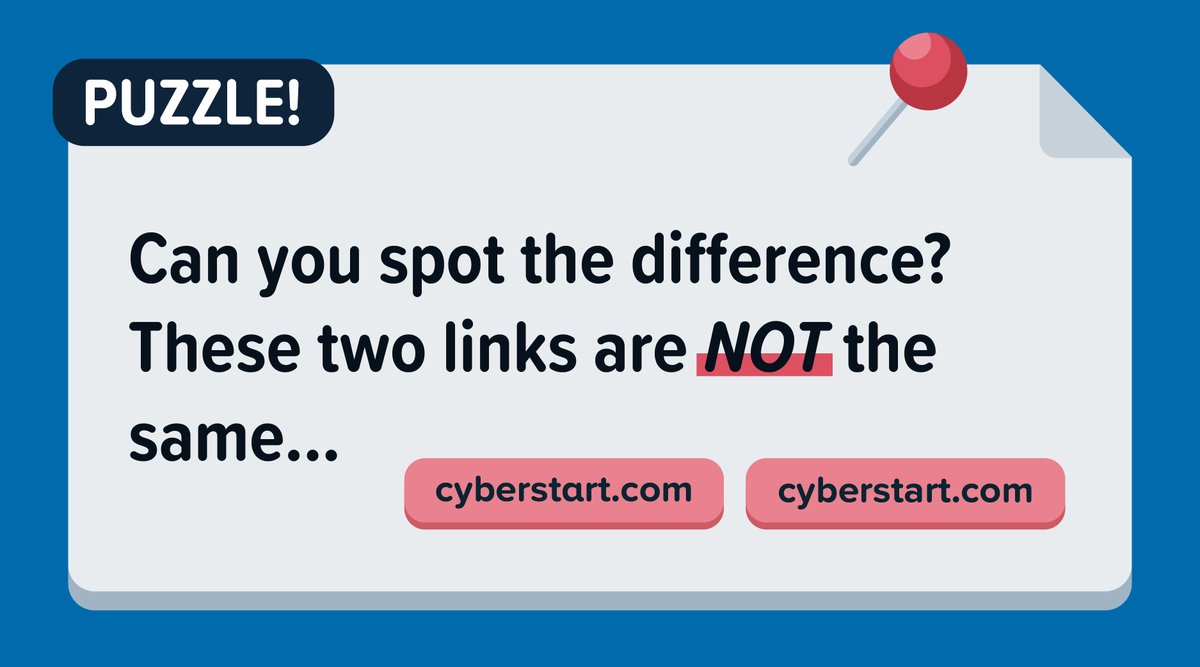 Could you tell which of these links were malicious if you received them in an email? 🤔

➡️ Try 200+ more challenges like this in CyberStart for FREE by signing up for CyberStart America.

Sign up with the link in our bio! ☝🏽

#cyberattack #cyberscam #cybersecuritytips #cybersafe