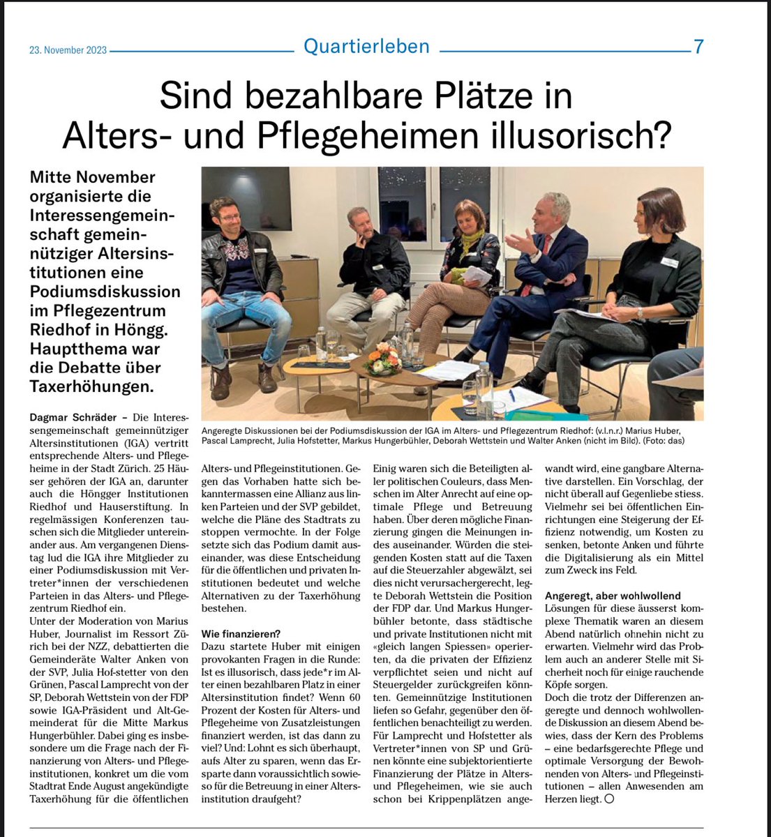 Ich bin mit Markus H. von der Mitte einig: Es braucht gleich lange Spiesse für öffentliche &amp; gemeinnützige Institutionen. Keinen staatlich subventionierten, unfairen Preisvorteil für öffentliche Angebote (wie von der unheiligen Allianz aus Grüne, SP, AL &amp; SVP gefordert) <a href="/mehblau/">FDP Stadt Zürich</a>