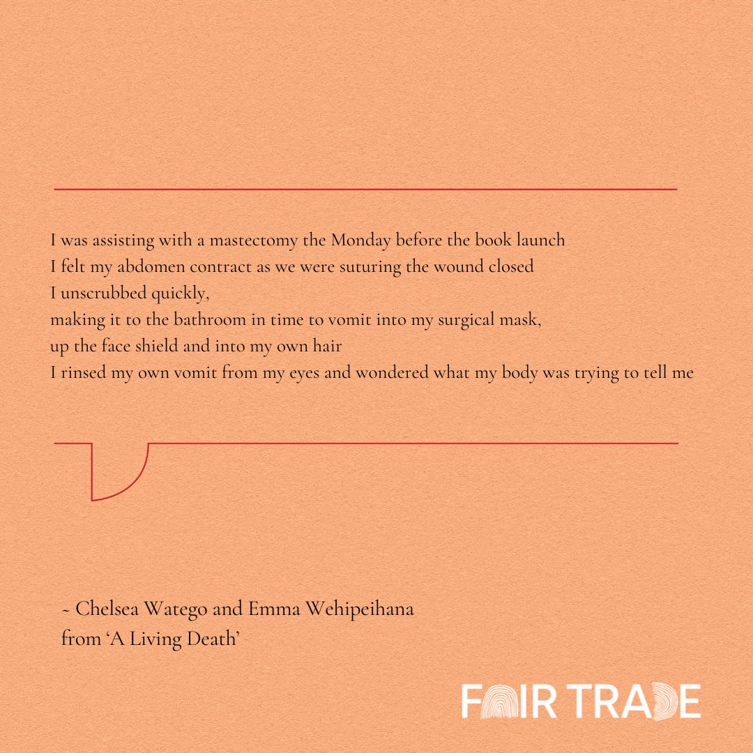 ‘What is more haunting, paralysis or productivity?’ ‘A Living Death’ is a collaborative poem created by Chelsea Watego and Emma Wehipeihana for Fair Trade – First Nations poetic conversations. Full poem: redroompoetry.org/poets/chelsea-… @CarumbaQUT @annemarietewhiu