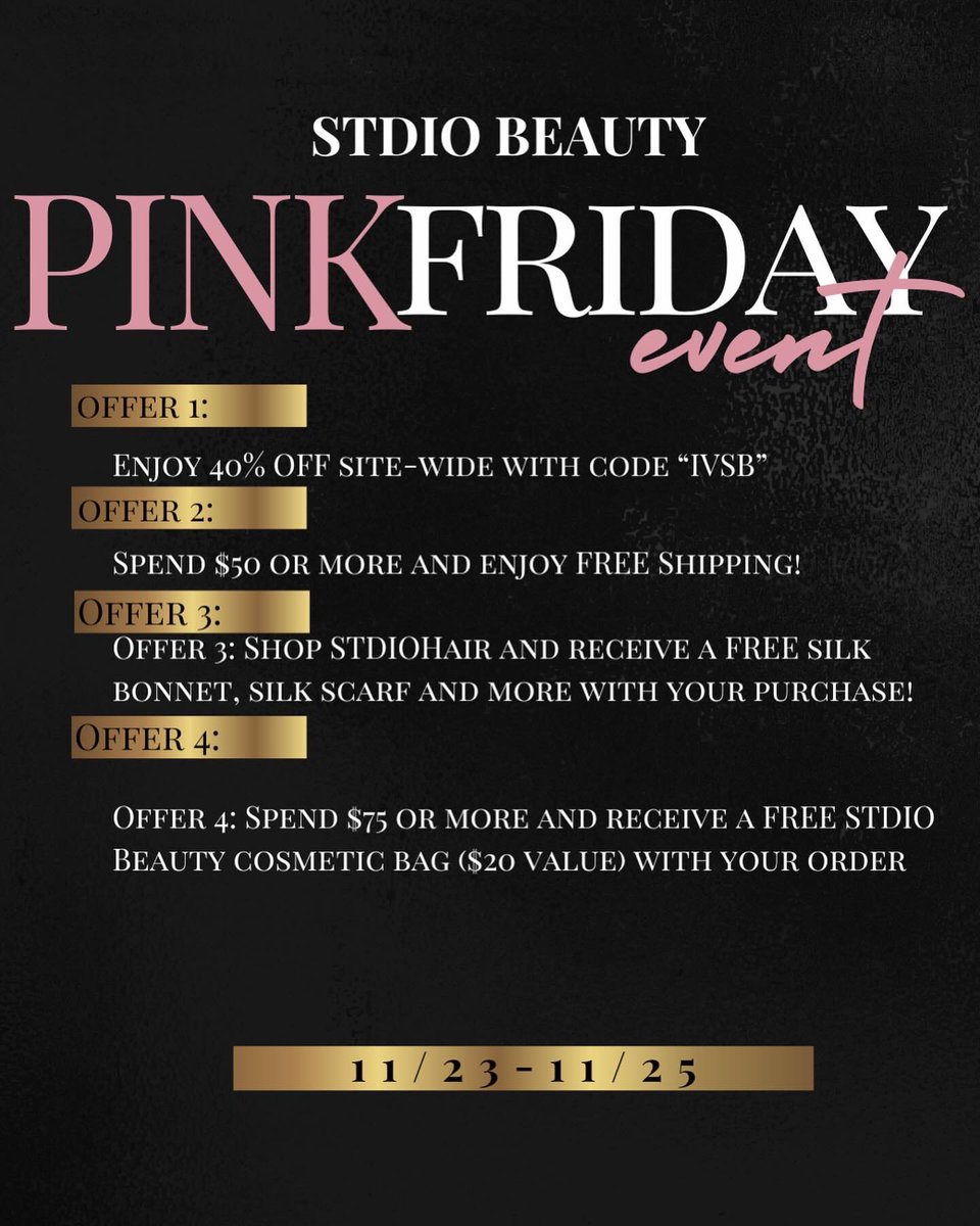 StdioBeauty's tweet photo. Dive into the world of beauty with STDIO Beauty's exclusive event, where savings meet glamour! 💄💸 

This is your moment to shine without breaking the bank! 🌟

https://t.co/85SQ3odB4E

#blackfriday  #blackfridaysale #STDIOBEAUTY #cybermonday #shopping  #blackfriday2023 https://t.co/xZZ69DBzzv