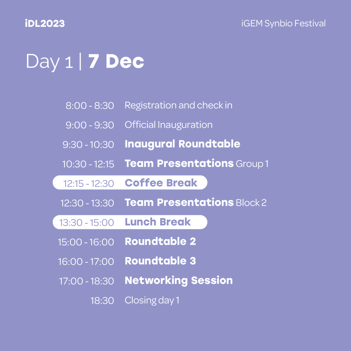 iGEMdesign's tweet photo. 🔥The wait is over! Here's the agenda for the iGEM Synbio Festival. Stay tuned for updates about the workshops, sessions and their incredible speakers. 

💡Apply now to receive your free ticket by attending online or in person✨
https://t.co/DjwlDrQsKC https://t.co/nXQ43FETe2