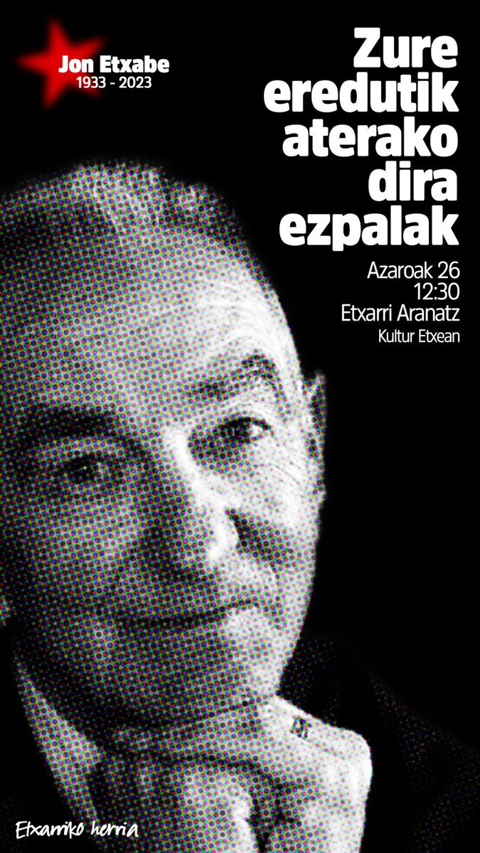 Etxarri Aranatzeko herriak antolatuta JON ETXABERI omenaldia: 🌹

AZAROAK 26 IGANDEA