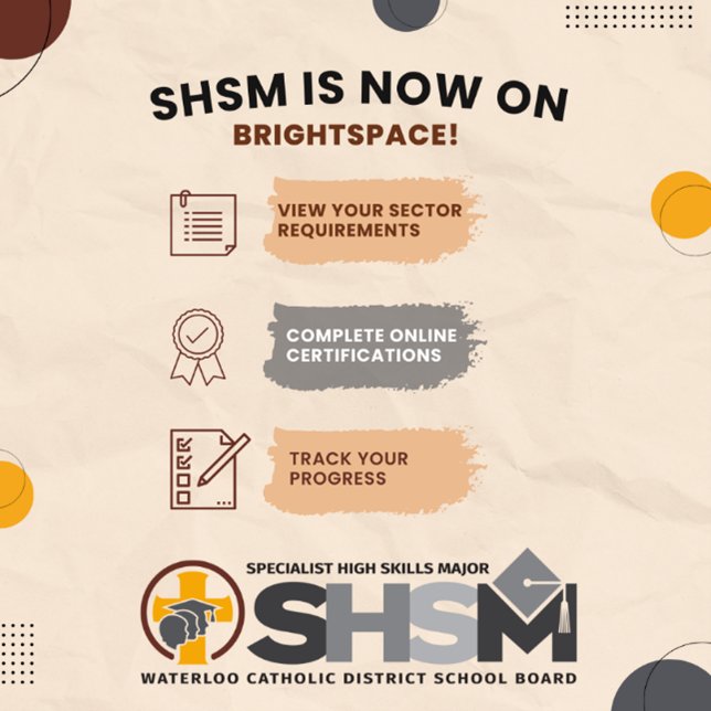 🎉Did you know SHSM trainings are available on Brightspace? Log in to check out your available trainings today! You can track your progress and earn FUN badges. Which badges have you earned so far? 😊 #WCDSB #SHSM #ExperientialLearning #WaterlooCatholic