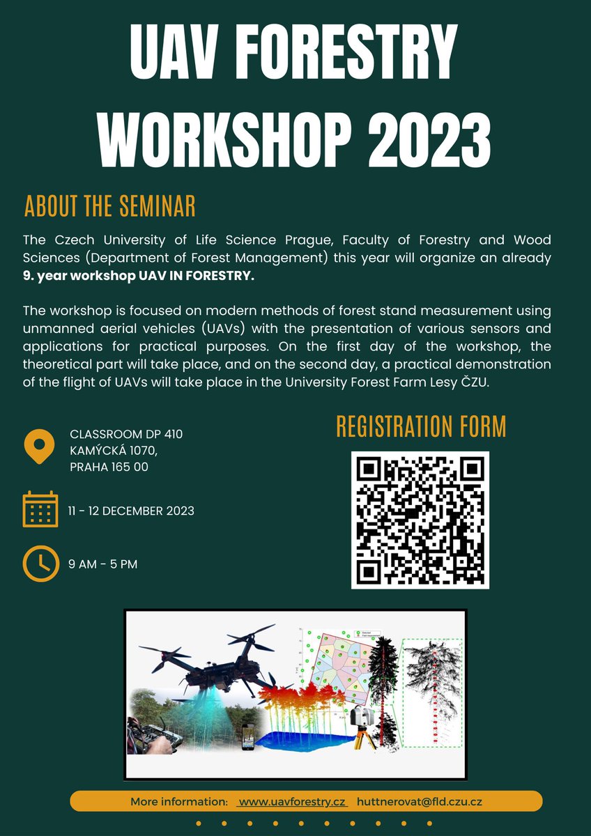 terezahuttner's tweet photo. 🥳🥳Registration is open for our 9th annual UAV workshop, which this year will be held on December 11 and 12 in Prague ✈️🌲

Here is the link for registration: https://t.co/ncnD2alsxh https://t.co/b31lTa0puT