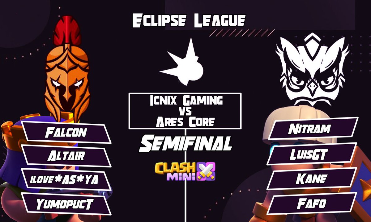 ¿Final adelantada?

Este 25 de noviembre La <a href="/EclipseLeagueCM/">Eclipse League</a> Nos dará un enfrentamiento IMPERDIBLE!! 🔥 
<a href="/IcnixGaming/">Icnix Gaming</a>  Vs <a href="/AresCoreGOD/">Ares Core</a> 
Estamos hablando de las dos organizaciones más fuertes del competitivo actual 👀✨ Nada está asegurado en este enfrentamiento, Una bomba 💣💥