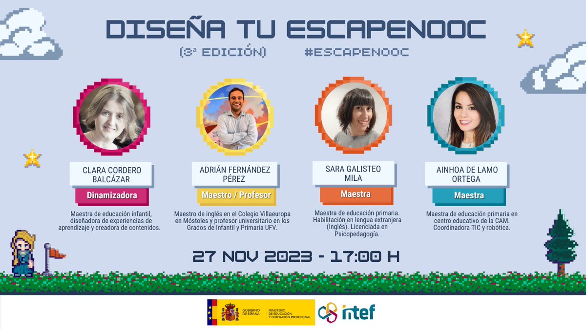 El próximo lunes día 27, voy a estar en #EscapeNOOC contando mi experiencia con el BreakOut que hice en <a href="/CandidoDomingo/">CEIP Cándido Domingo</a> 
Gracias a <a href="/AgoraAbierta/">Clara Cordero</a> por contar conmigo ☺️ 
<a href="/dgafprofesorado/">F. Prof. Aragón</a> <a href="/InnovaEducAr/">InnovaEducAr</a> <a href="/catedu_es/">CATEDU</a>
#EscapeNOOC #BreakOutEdu #FuncionesVitales #elCándido #ElAulaDeSarich