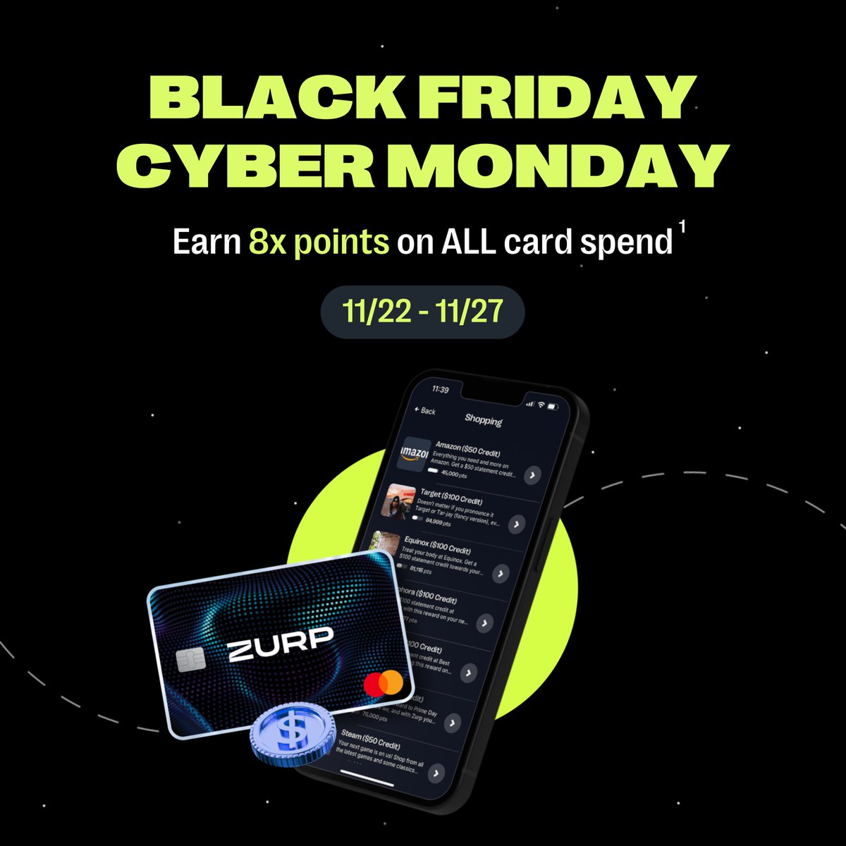 Get 8x points on ALL your card spend¹  for a limited time! 

🎁 Get your Holiday shopping done and earn max points until the 27th.