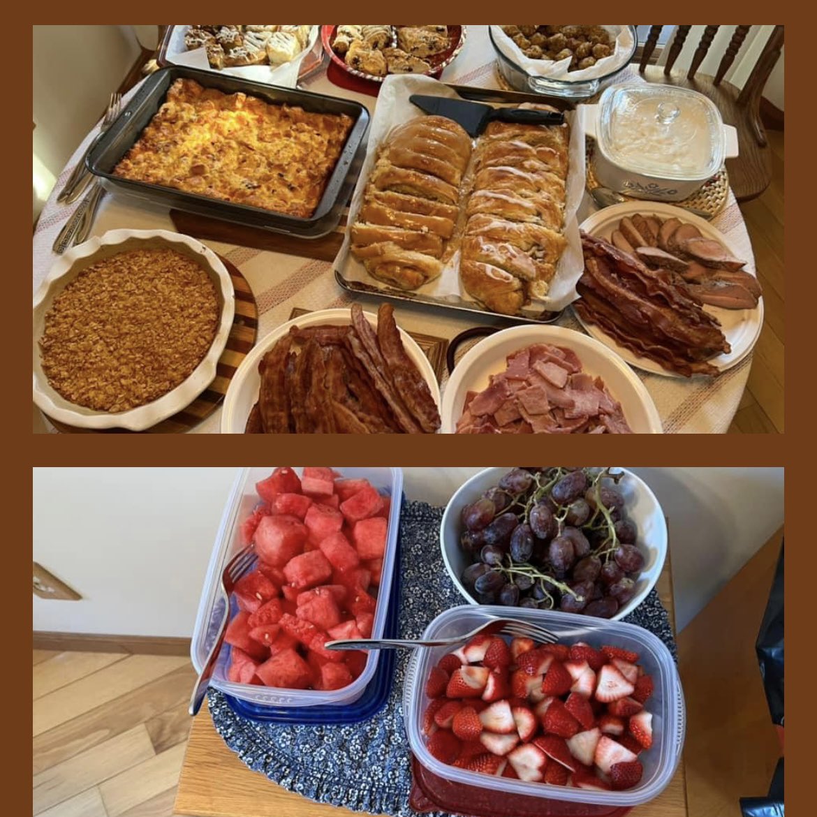bridgette_TN's tweet photo. Very thankful for another day of family and food. #breakfast #blessed This crew loves their pork! #bacon #countryham #porktenderloin 🐷🐷🐷🐷 https://t.co/039MAh7fFF