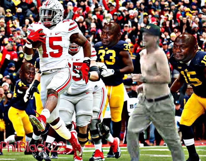 BuckeyevsTworld's tweet photo. '07 Beanie Wells at Michigan: 222 yards &amp; 2TDs 

'13 Carlos Hyde at Michigan: 226 yards &amp; 1 TD. 

"15 Ezekiel Elliott at Michigan: 214 yards &amp; 2TDs. 

'19 JK Dobbins at Michigan: 250 total yards and 4 TDs. 

You're up, TreVeyon Henderson. https://t.co/Zg8wNuDopX