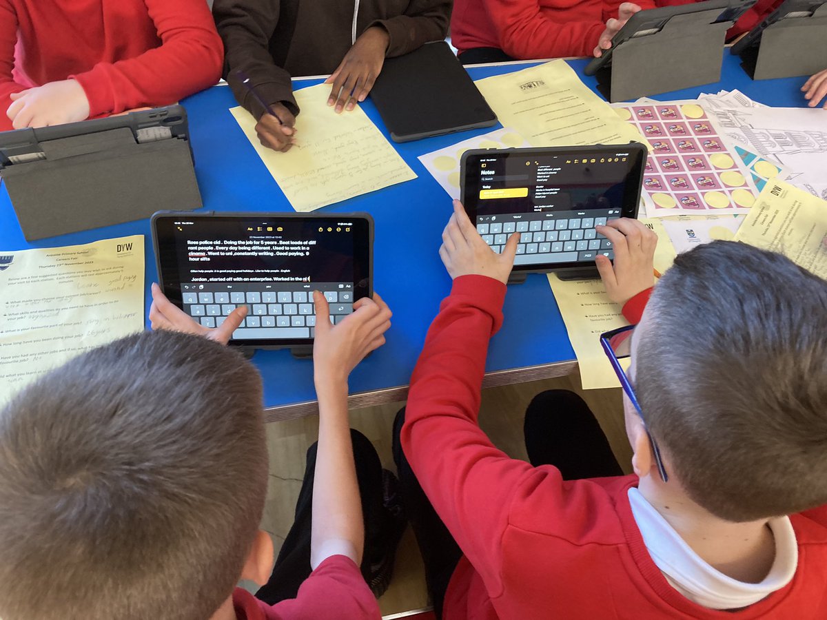 AntoninePrimary's tweet photo. Thanks to all of our visitors that shared information about their careers. and engaged in question and answer sessions with our pupils.   So impressed with the excellent note taking skills on display. #DYW #Literacyacrosslearning https://t.co/ETu30vwxfX