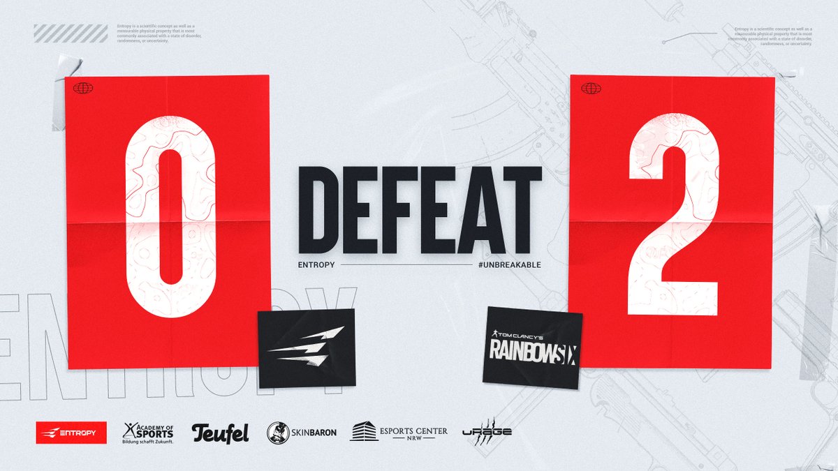 EntropyGaming's tweet photo. In unserem Bo3 Match des #RainbowSixSiege Teams sind wir heute leider als Verlierer vom Server gegangen.
GGWP @Wygers 👏
Im Moment ist es eine schwere Zeit für das Team, aber Kopf hoch, es werden wieder bessere Zeiten kommen!
@hypeENT_ | #hypeENT https://t.co/gQtB3lvapl