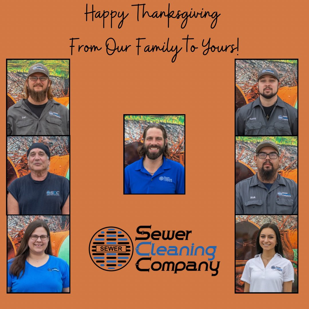 SewerCleaningCo's tweet photo. Happy Thanksgiving from SCC! 

#thanksgiving2023 #Thanksgiving #Cleveland #Ohio #plumbing #sewer #clog #help #customerservice #home #family #call #love https://t.co/TAQQu8qpH8