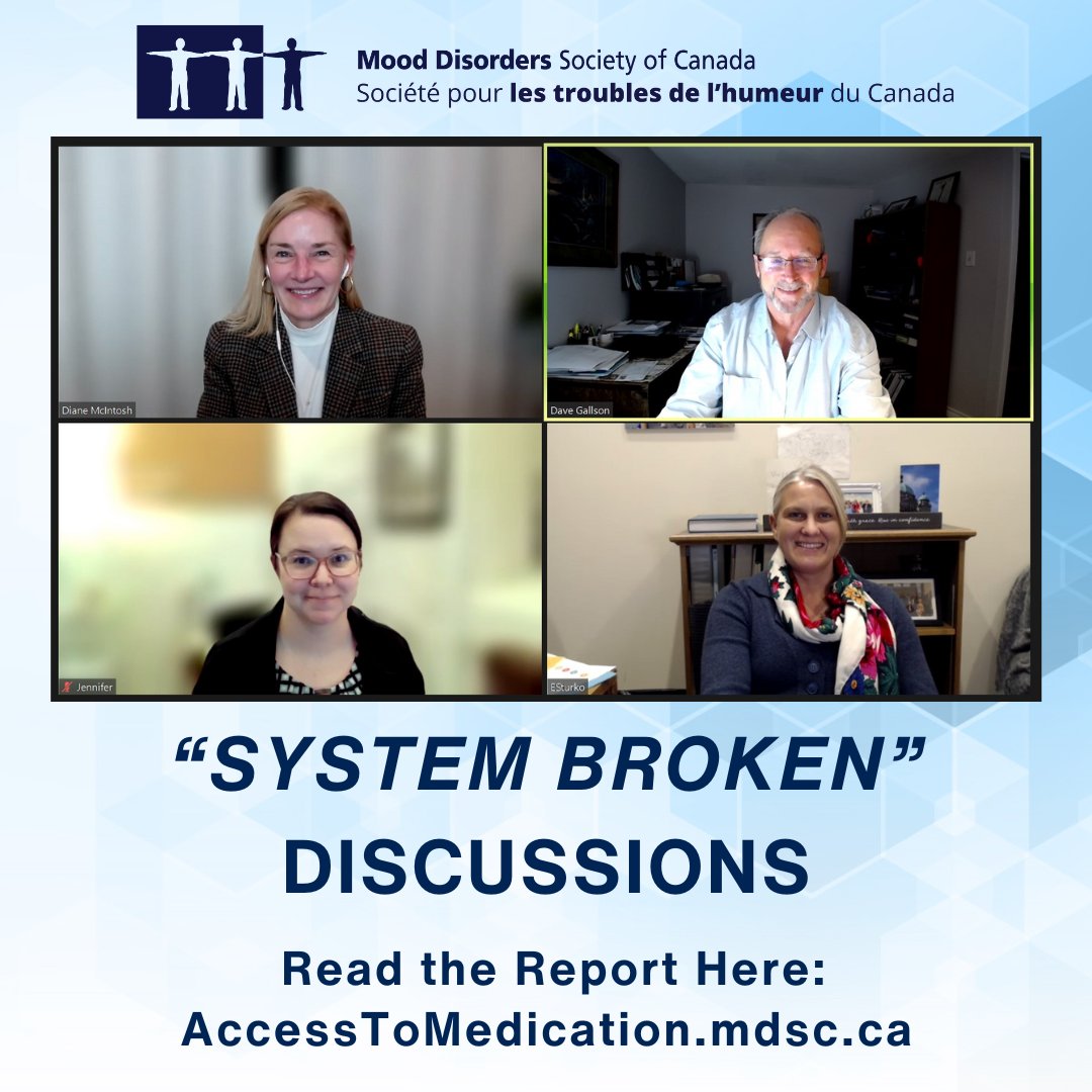 MoodDisordersCa's tweet image. @MoodDisorderscaappreciates our in-depth discussion with @elenoresturko B.C. MLA focusing on the new MDSC research report &quot;System Broken&quot; and the barriers impacting Canadians accessing mental illness medications. Read more: AccessToMedication.mdsc.ca
#AccessForAll #SystemBroken