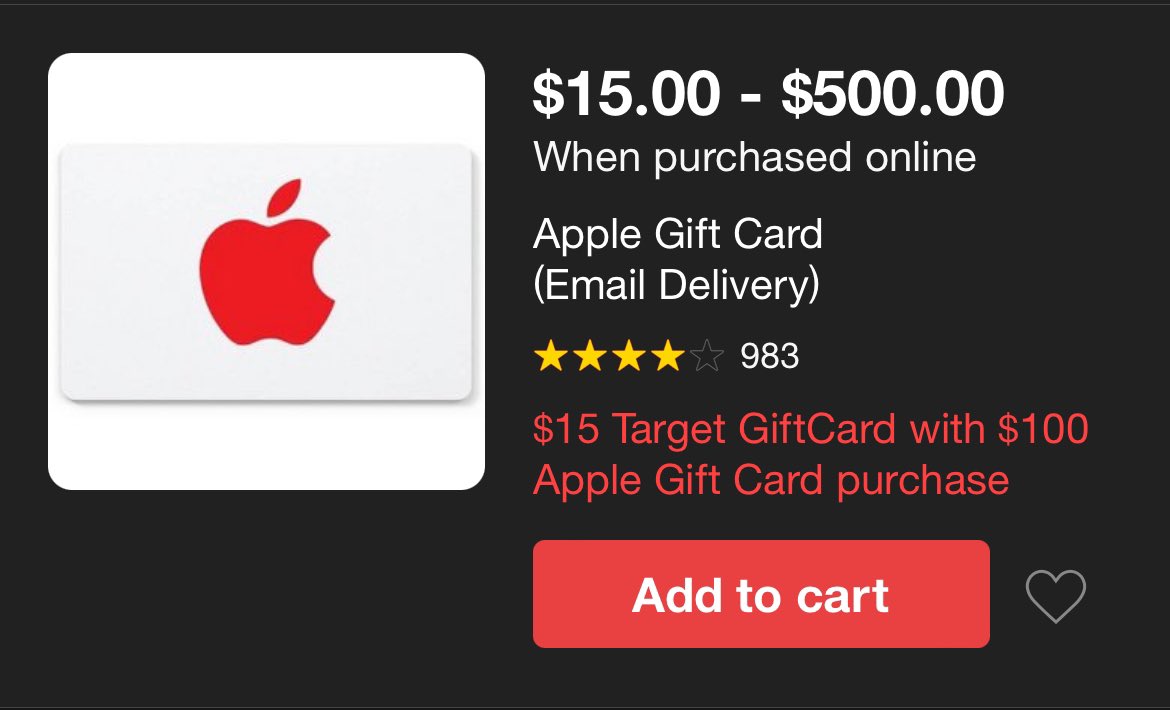 $15 Apple Gift Card (Email Delivery)