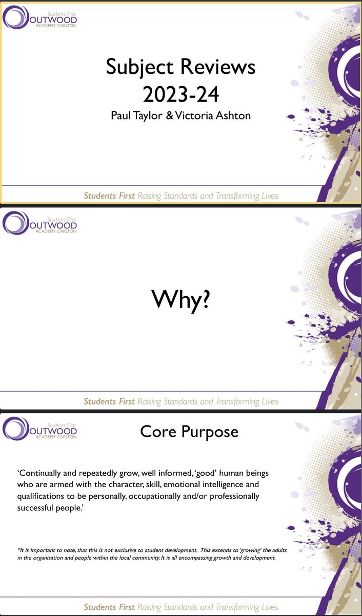 VPatOACa's tweet image. In October, ⁦@OACarlton⁩, we launched Subject Reviews with all curriculum areas.

Today ⁦@LydiaLowe93⁩ told me &quot;we can&apos;t wait for the Maths Subject Review&quot;.

#StudentsFirst #TransformingLives #CorePurpose #CPD 

&quot;Things done well can always be done better&quot;. 💜💜💜
