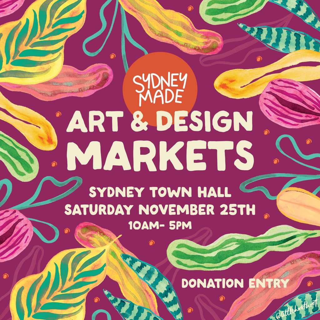 Join me at the 
🎄 @Sydney_Made Art & Design Markets 
🗓️ Sat 25th Nov
📍 Town Hall, 483 George Street, Sydney

to find one-of-a-kind, unique gifts from 75 Sydney-based makers 

#sydneymade #makersmarket #meetthemaker #shopsmall #sydneyartanddesignmarket #sydneymademarket