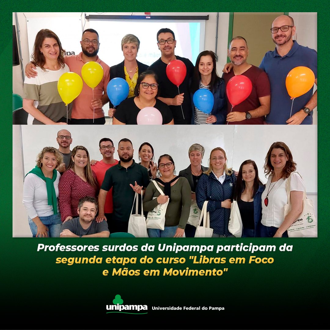 UnipampaOficial's tweet photo. #Professores surdos da Unipampa participam da segunda etapa do curso "Libras em Foco e Mãos em Movimento"
➡️ Saiba mais em: https://t.co/qSQCNdORhj
#Unipampa #Bagé #Prograd #ADAFI https://t.co/YjUE4hhjqT
