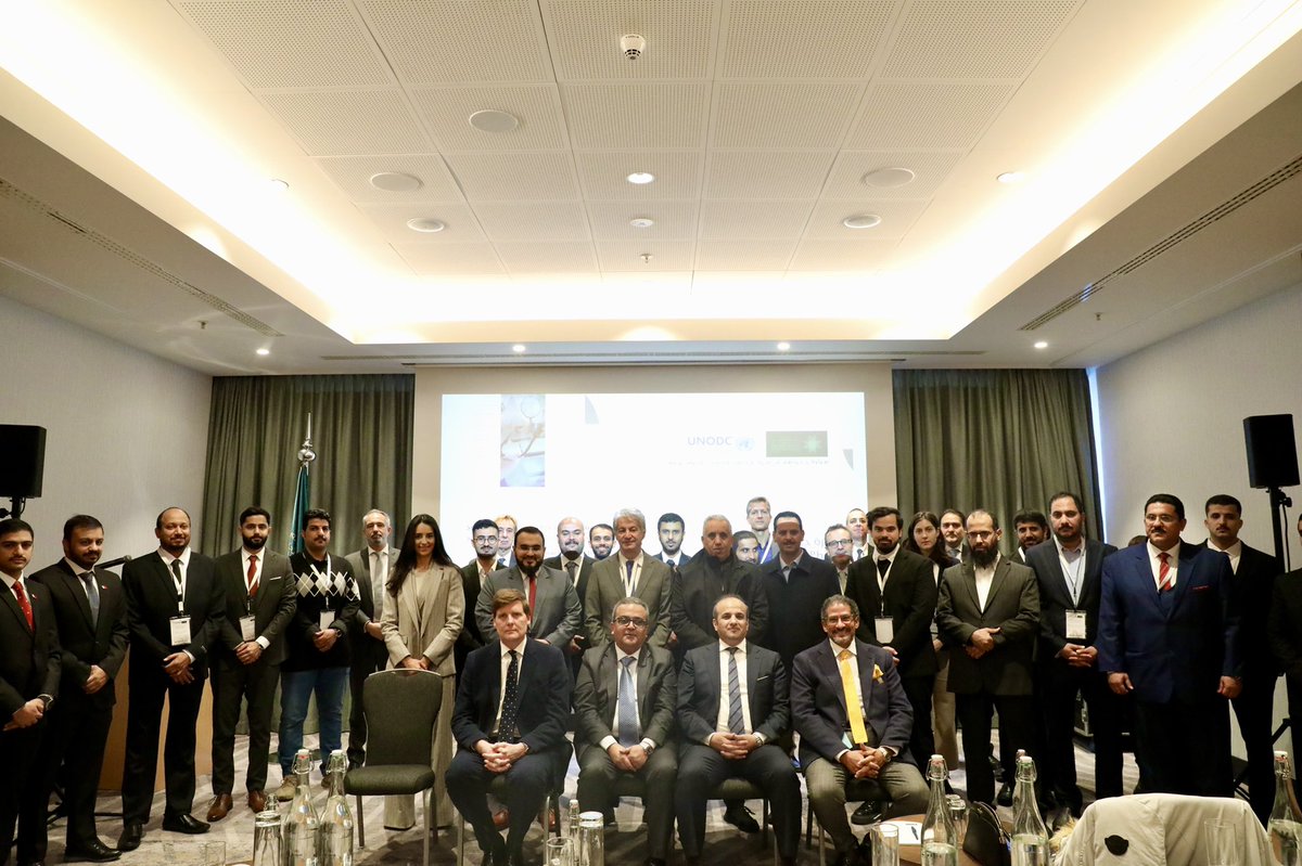 NAUSS_SA's tweet photo. With the participation of 46 specialists from Arab countries and relevant international organizations, the workshop on ‘Border based approach to combat transnational organized crime’ commenced in #Vienna. This event is organized by #NAUSS in collaboration with #UNODC within the framework of the strategic partnership between the two sides, with the aim of addressing the challenges posed by illicit cross-border trafficking and enhancing investigative capabilities to identify and dismantle criminal networks.