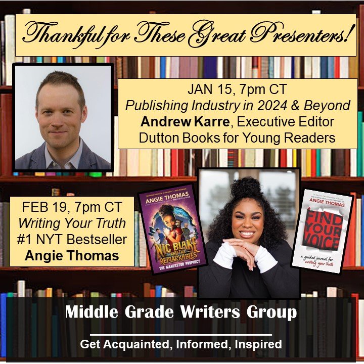 Happy Thanksgiving! I’m grateful for the remarkable presenters we'll be having in Jan & Feb! Register Free and get more information at bit.ly/3PU0QPv Happy Holidays! Connie Kingrey Anderson #WritingCommunity #authorlife #MGwriter #kidlit