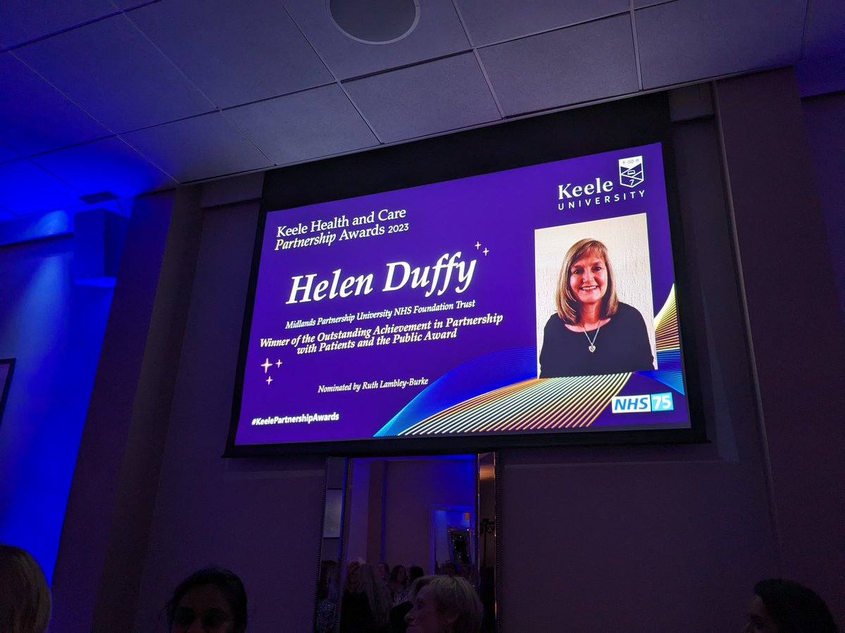 Big congratulations to <a href="/mpft/">Mark W</a> R&amp;I's Helen Duffy for winning the <a href="/KeeleUniversity/">Keele University 🐿️</a> award for Outstanding achievement in partnership with patients and the public!