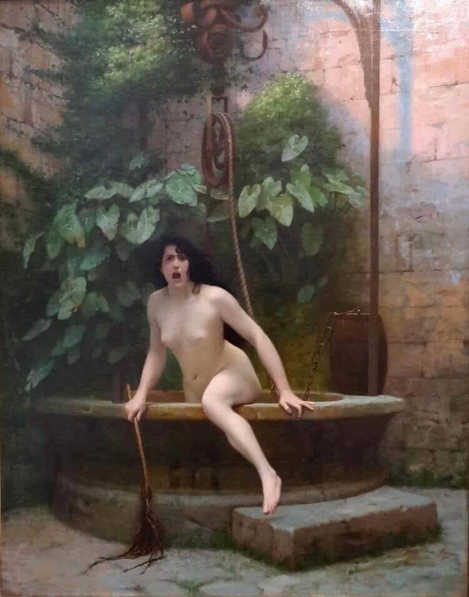 BlackBondPtv's tweet photo. LA VÉRITÉ SORT DU PUITS -Jean-Léon Gérôme, 1896

La Vérité et le Mensonge se rencontrent un jour. Le Mensonge dit à la Vérité : "C'est une journée merveilleuse aujourd'hui !". 

La Vérité lève les yeux au ciel et soupire, car la journée était vraiment belle. 

Ils passent beaucoup de temps ensemble et finissent par arriver près d'un puits. Le Mensonge dit à la Vérité : "L'eau est très bonne, prenons un bain ensemble !" 

La Vérité, à nouveau méfiante, teste l'eau et découvre qu'elle est effectivement très bonne. Ils se déshabillent et commencent à se baigner.

Soudain, le Mensonge sort de l'eau, met les vêtements de la Vérité et s'enfuit. La Vérité, furieuse, sort du puits et court partout pour retrouver le Mensonge et récupérer ses vêtements. Le Monde, voyant la Vérité nue, détourne son regard, avec mépris et rage.

La pauvre Vérité retourne au puits et disparaît à jamais, y cachant sa honte. 

Depuis lors, le Mensonge parcourt le monde, déguisé en Vérité, satisfaisant les besoins de la société, car le Monde, de toute façon, n'a aucune envie de rencontrer la Vérité nue.