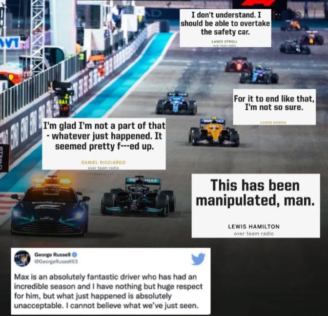 RobLMyers's tweet photo. We’re back at the site of great shame
On #F1 it remains an indelible stain
They ignored the rules
Treated fans like fools
At the @fia there are many to blame

Don’t let Horner’s distraction techniques succeeded. Never forget the #F1xed #AbuDhabiScandal. https://t.co/1nfXI39rTL