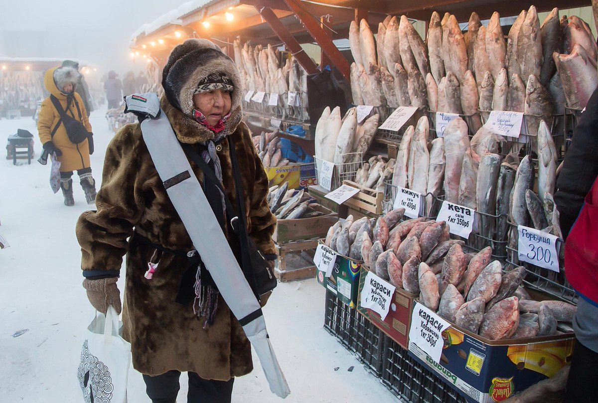 Yakutsk, Russia ❄️ A cidade mais fria do mundo Uma das cidades mais antigas e mais frias da Siberia, no inverno a cidade costuma enfrentar temperaturas abaixo de -40°C, as temperaturas tambem chegam a -50°C. A temperatura mais baixa ja registrada foram -64°C, -71°C.