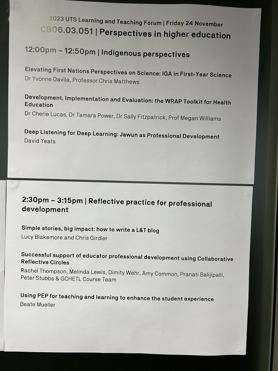 LucasReflection's tweet photo. About to commence #UTSLTF23 @LXatUTS
Looking forward to listening to innovations in #teaching and #learning in #HigherEd
Presentation on enhancing #CulturalSafety at 12 noon today
@LucasReflection
@UTS_Health https://t.co/fyJT3wib0N