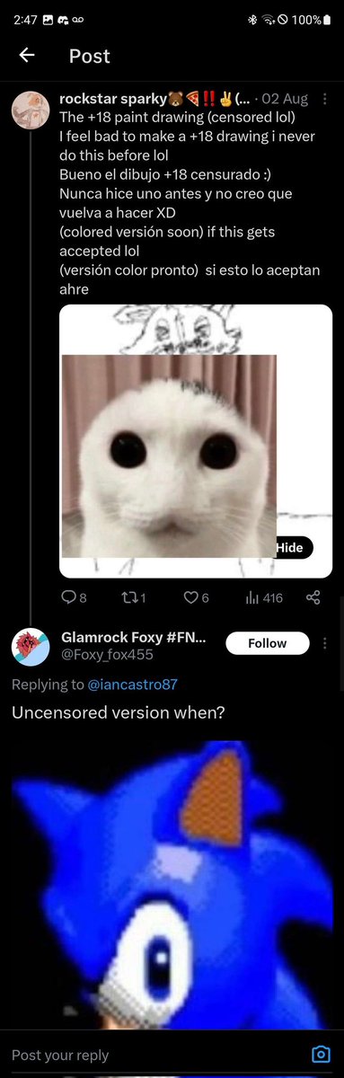 fnaftwtooc's tweet photo. @THEHIV3MIND @MXESSECURITY yeah, let me fetch the screenshots

rockstar sparky is 19 and hes said some weird shit to minors

he told a 14 year old he'd send them uncensored nsfw art before https://t.co/wncO6Gml5m
