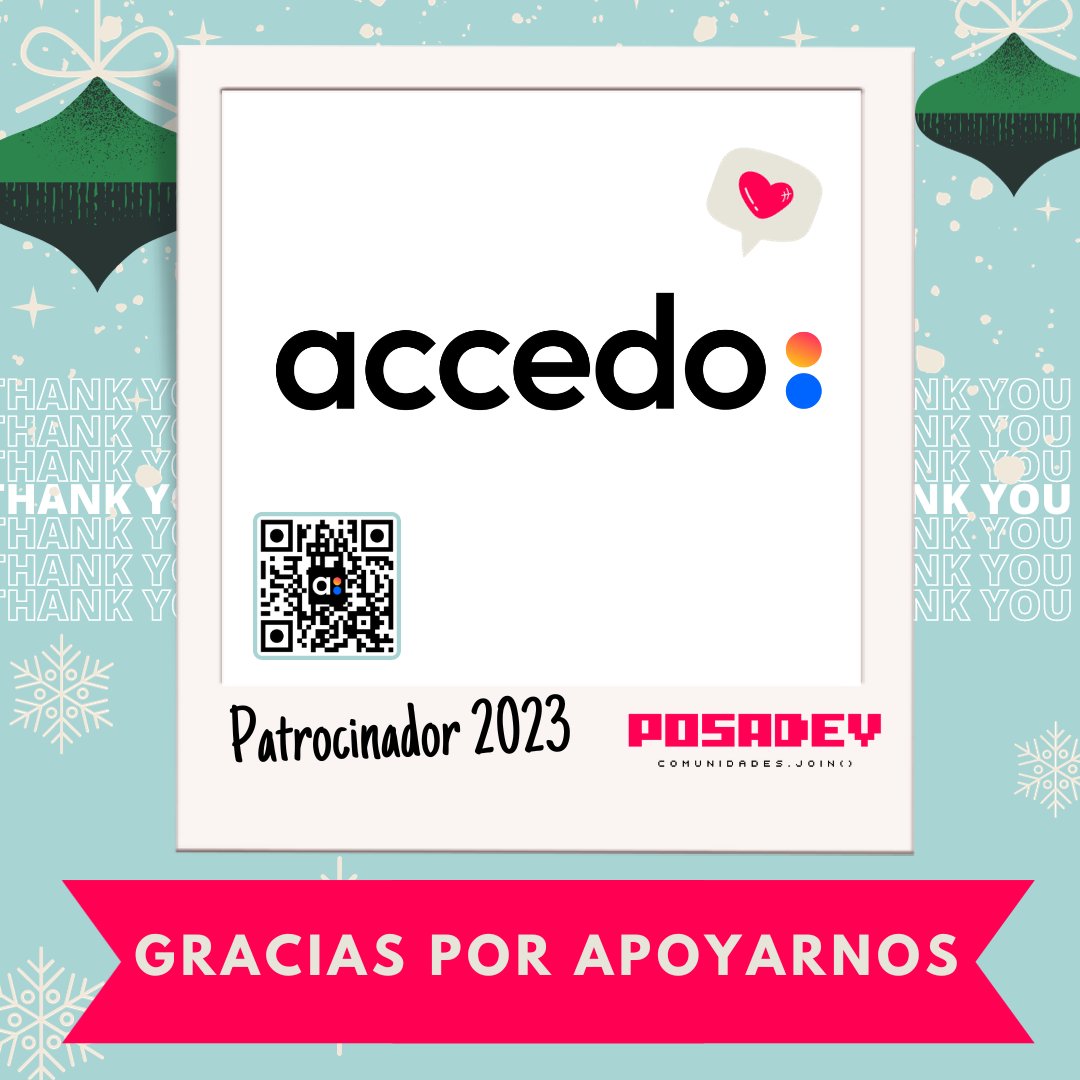 posadev's tweet image. Jojojo🎅 Para el ponche y para la piñata 🪅 se nos une otro sponsor @accedotv
Ya cada vez mas cerca!! Estamos emocinados por todo lo que tendremos en #PosaDev2023 y todos los regalos de santa y sus duendes.
Gracias por unirse como patrocinadores de esta edicion 🌟 🎄
#sponsors