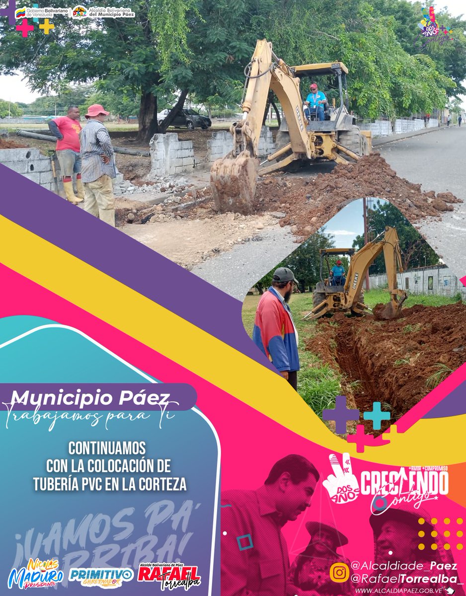 Continúan los trabajos de instalación de 96 mts de tubería PVC de 6 pulgadas para la aducción principal del pozo nuevo e incorporación a la red de distribución de agua potable en La Corteza

Un esfuerzo de los tres niveles de Gobierno
<a href="/nicolasmaduro/">Nicolás Maduro</a> <a href="/PrimitivoPsuv/">Antonio Primitivo Cedeño</a> <a href="/rtorrealba_/">Rafael Torrealba</a>