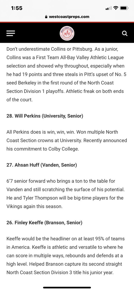 Randal Bessolo (@coachrandal33) on Twitter photo Thanks WCP for including Will Perkins at #28 in your player rankings. The Colby College commit is ready for a break out season! <a href="/westcoastpreps_/">West Coast Preps</a> <a href="/SFUHSorg/">UHS</a> <a href="/BayCityDubs/">BayCityWarriors</a> Thanks WCP for including Will Perkins at #28 in your player rankings. The Colby College commit is ready for a break out season! <a href="/westcoastpreps_/">West Coast Preps</a> <a href="/SFUHSorg/">UHS</a> <a href="/BayCityDubs/">BayCityWarriors</a>