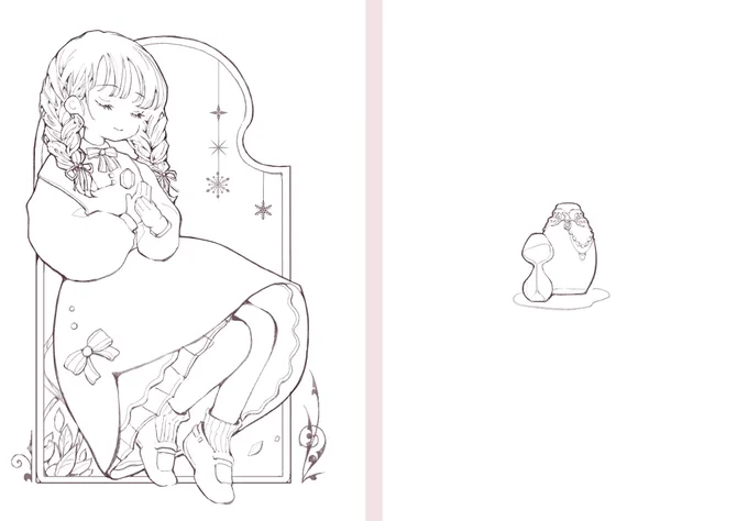 線画と完成品です
とても楽しく描かせていただきました! 