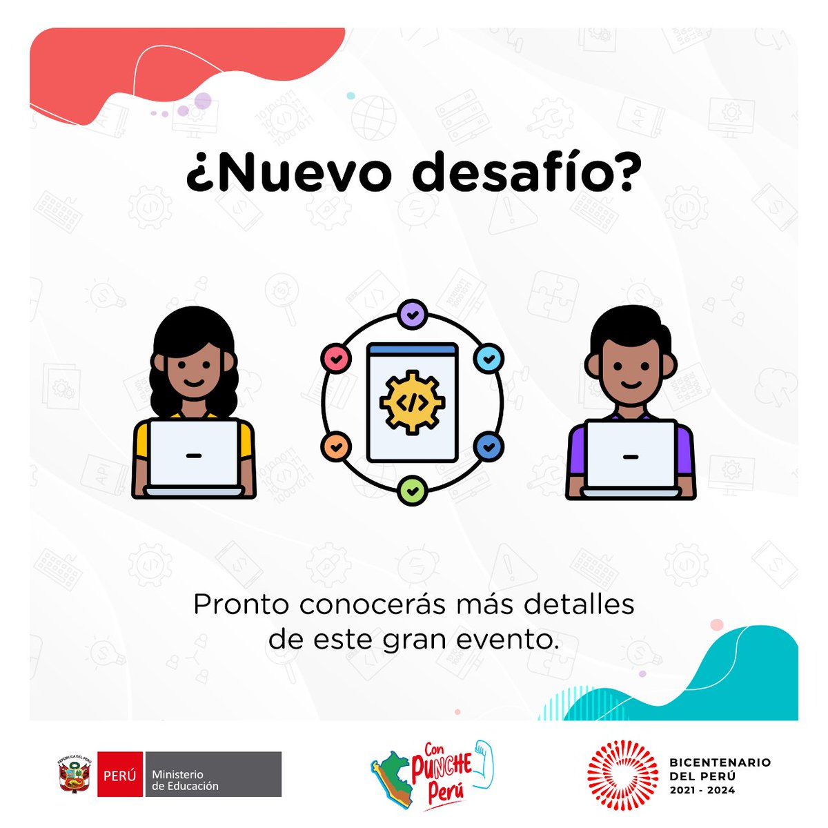 MineduPeru's tweet photo. #ProgramaConPerúEduca Prepárate para liberar tu creatividad y explorar un mundo de posibilidades. 💻
¡Más información en estos días!
#NuevoDesafío #PeruEduca #Minedu https://t.co/cJ4LDURnje