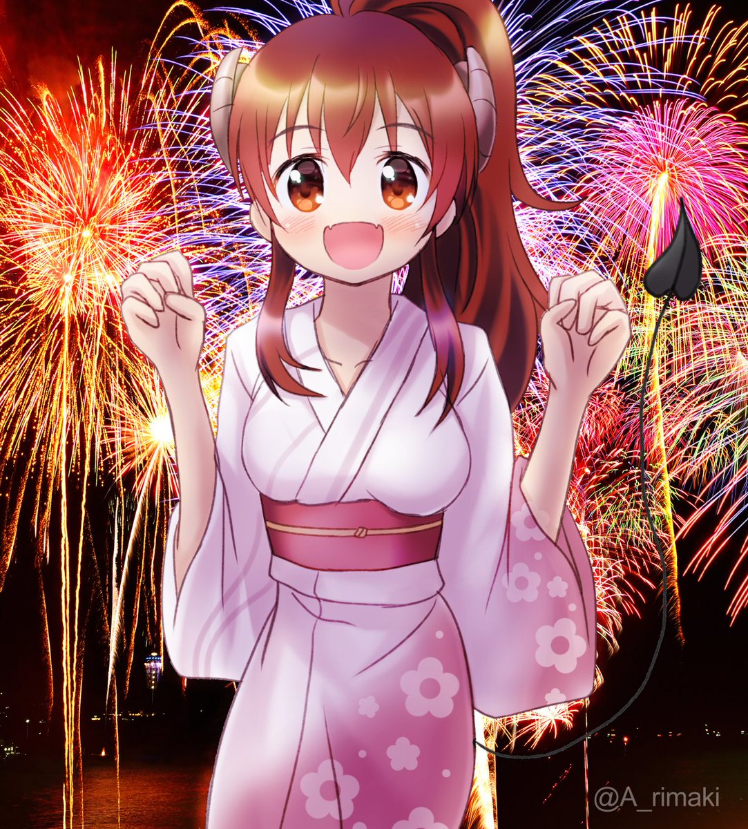吉田優子 「似た構図になったシャミ子ちゃんを並べてみた。左が去年、右が今年描いたもの。こうや」|蒼野リマキ@お絵描き㌠のイラスト