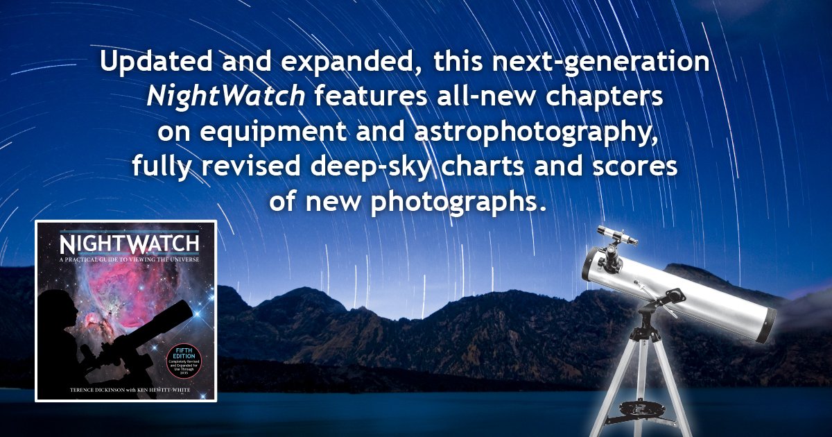 FireflyBooks's tweet photo. "NightWatch" by Terence Dickinson and Ken Hewitt-White is an essential guide for the backyard astronomer.

#stargazing #backyardastronomy #astrophotography #galaxies #skywatching #telescope #stargazers #spaceimages https://t.co/CFDyQe8nRT