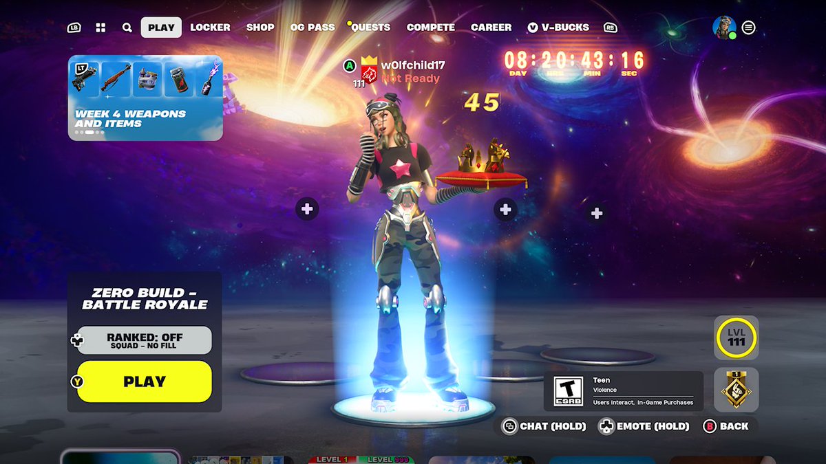 w0lfchild17's tweet photo. Going live over on twitch in a few mins, come hangout? More Crown win grinding today π₯πΊβ https://t.co/NKAm8lcx2l #ogfortnite #nativegamers #twitch #streamer #smallstreamer #Xbox https://t.co/QNCfffhpSX