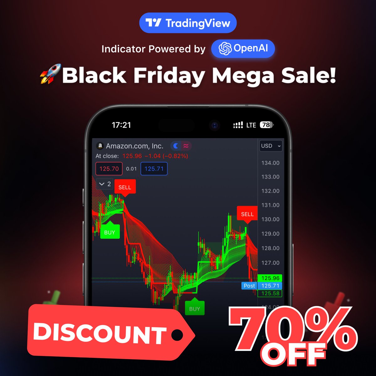 smartindicators's tweet image. 💥 #BlackFriday: Trading at Another Level! Get up to 70% OFF on #AItradingtools that work in all markets and timeframes. Precise buy/sell signals within your reach. 📊 Discover more on our website - Link in BIO. #BlackFridayOffers #AI #TradingTools #SmartSignals