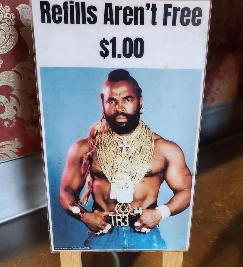 BeanzAndrew_'s tweet photo. This restaurant really has Mr T telling me off man what the hell💀 https://t.co/5zlZdqxfZx